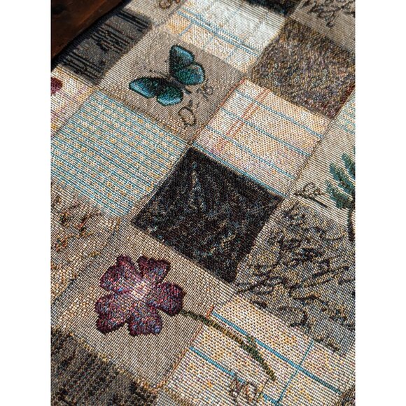 Vintage Tapestry Table Runner Ferns , Butterfly, Hearts 35x13 Tassels - Picture 7 of 7